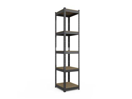 Kovový regál 180x40x40cm, lakovaný - černý, 5-policový, nosnost 875kg