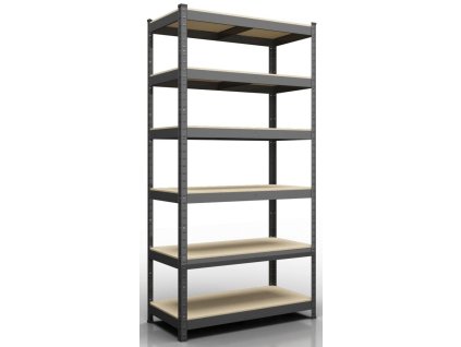 Kovový regál 240x120x50cm, lakovaný - černý, 6-policový, nosnost 1050kg