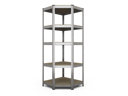 Kovový rohový regál 180x70x40x43cm, zinkovaný, 5-policový, nosnost 750kg