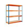 Kovovy prumyslovy regal 2 lakovany modro oranzovy 4 policovy