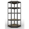 Kovový rohový regál 180x70x40x43cm, lakovaný - černý, 5-policový, nosnost 750kg