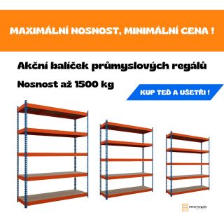 🔥 PRŮMYSLOVÉ REGÁLY V BALÍČKU! 🔥 ✅ Rychlá montáž bez šroubů ✅ Super pevný a stabilní ✅ Nosnost až 1500 kg 💥 KUP TEĎ A...